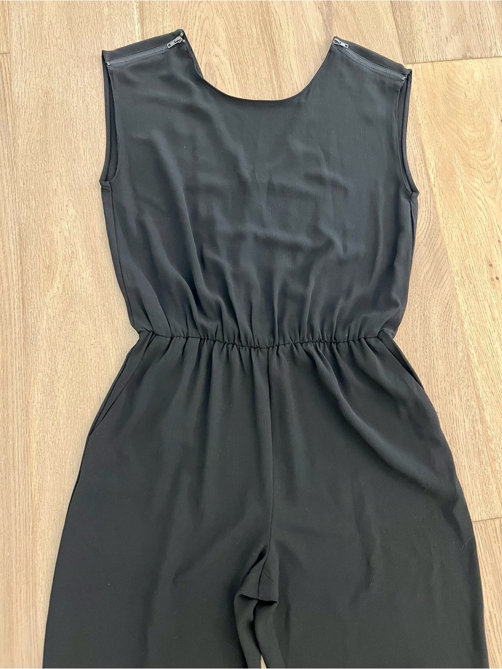 Zara Black Sleeveless Elastic-Waist Jumpsuit